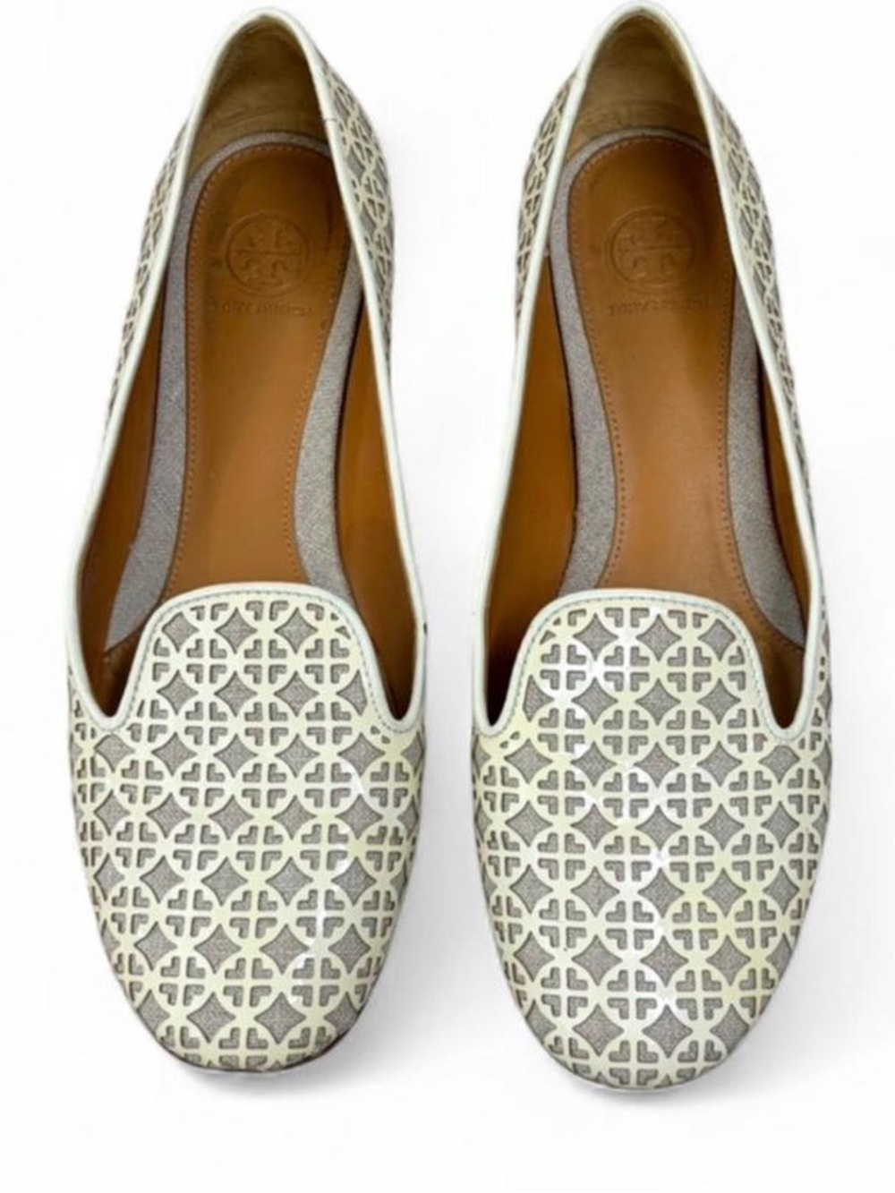 Tory Burch Cream Laser-Cut Leather Loafers